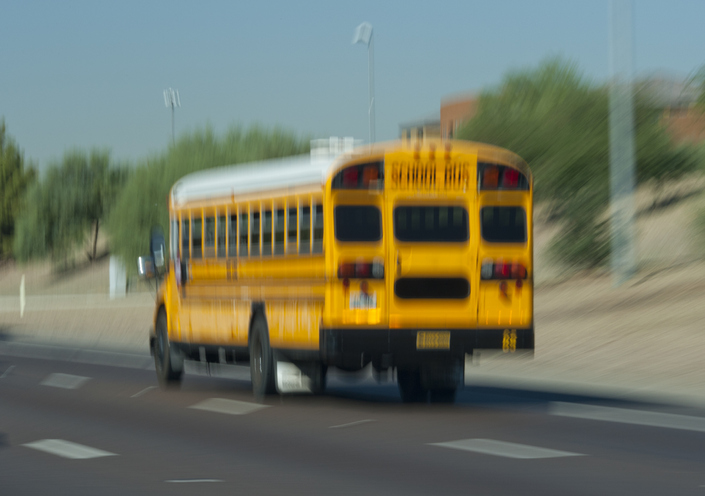 School Bus Travelling on Highway