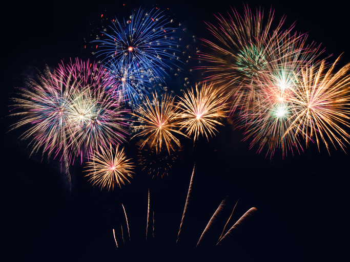 Low Angle View Of Firework Display At Night
